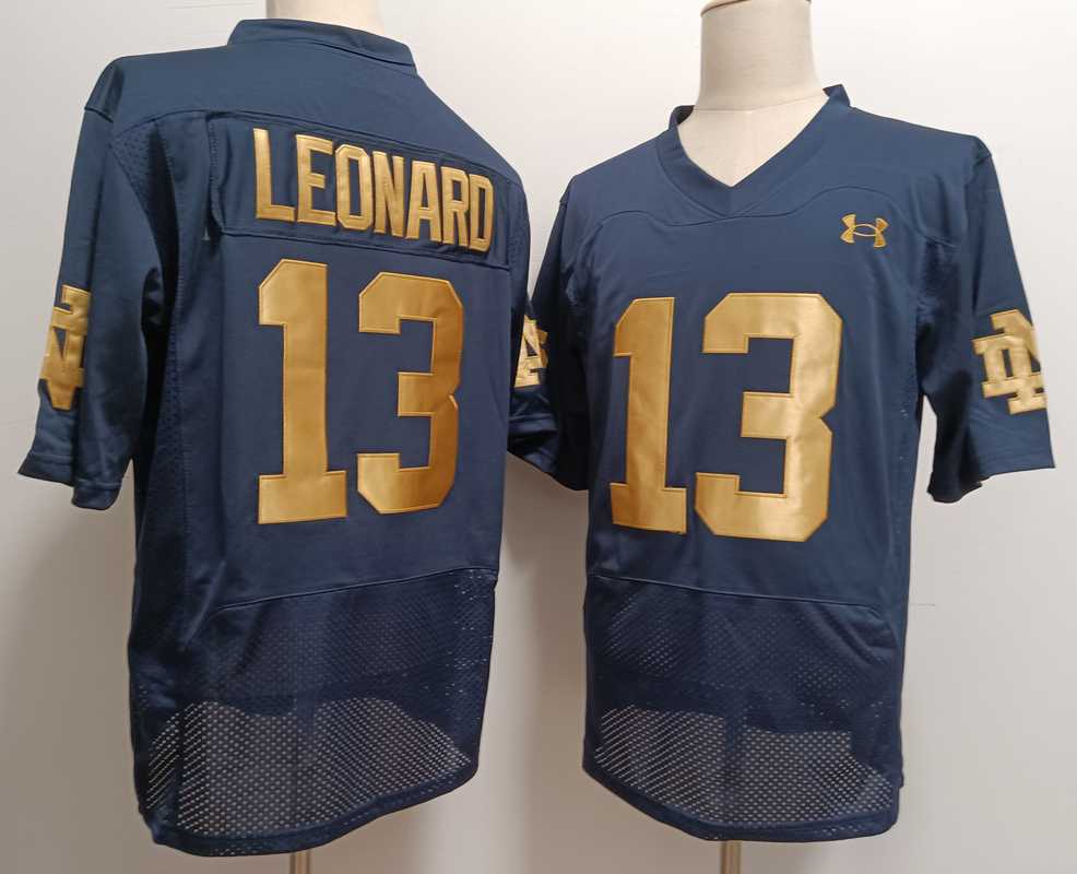 Men%27s Notre Dame Fighting Irish #13 Riley Leonard Name Navy Blue College Stitched Jersey->michigan state spartans->NCAA Jersey